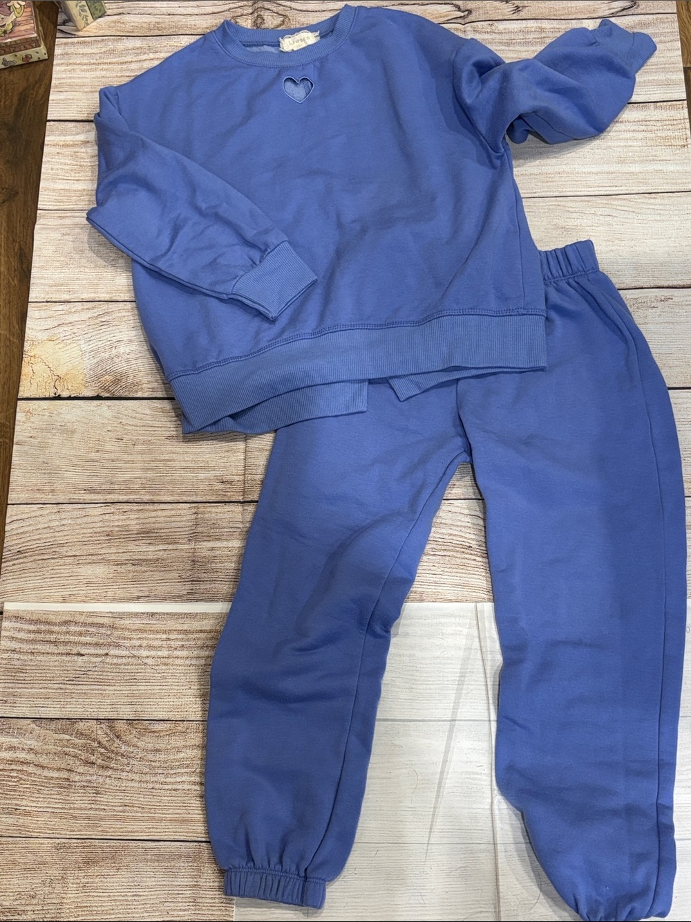 Kids violet blue Heart Sweatshirt & Jogger Set